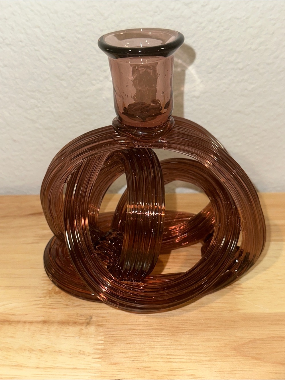 Anthropologie Kelly Twist Glass Candlestick Holder Sculptural Art Glass